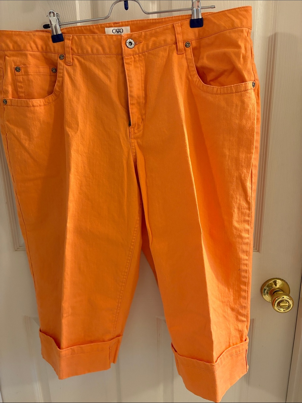 Cato women’s Orange Cotton Chinos Capris